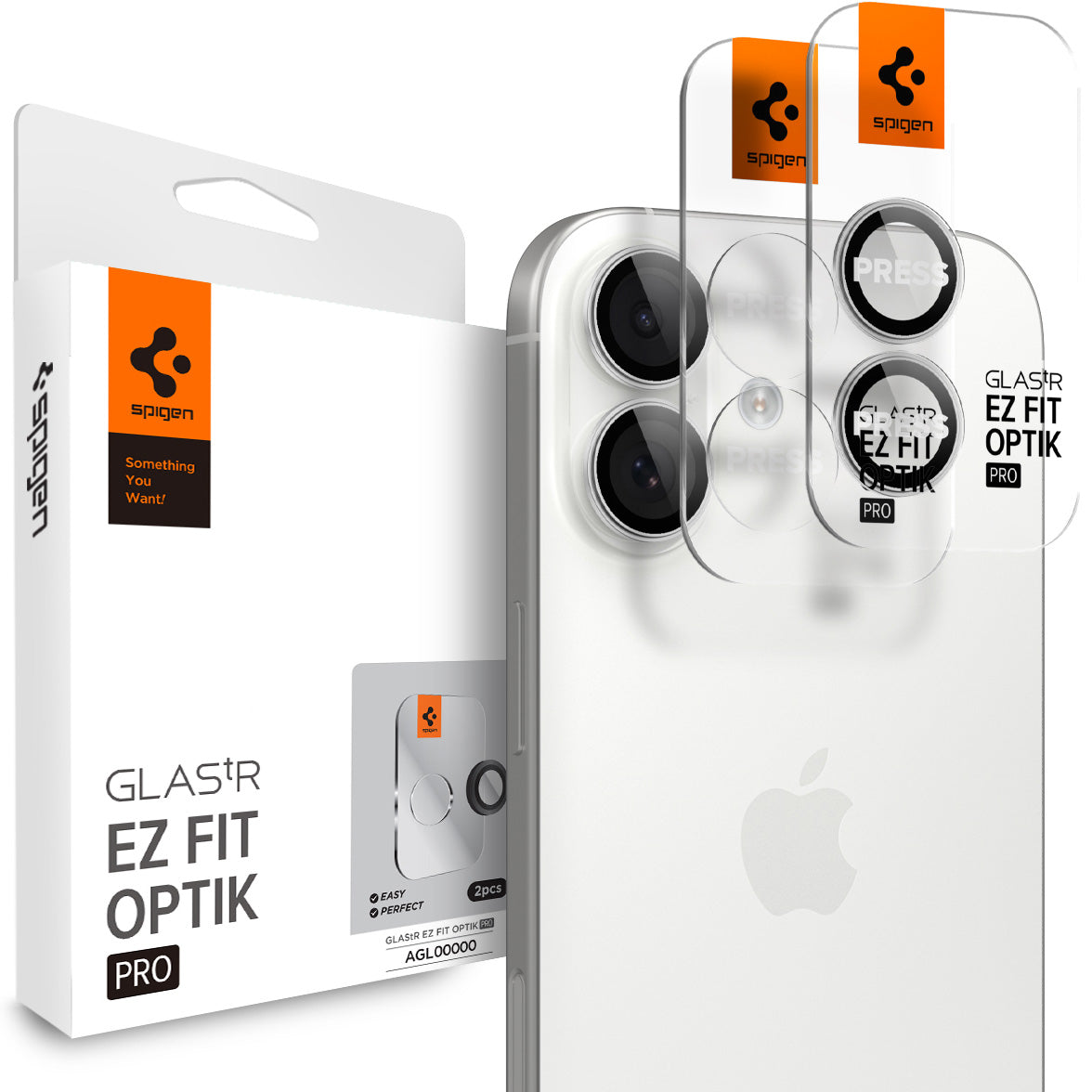 Glas für die Kamera Spigen Glas.tR EZ Fit Optik Pro 2-Pack für iPhone 17 / 16 Plus / 16, Schwarz-Silbern