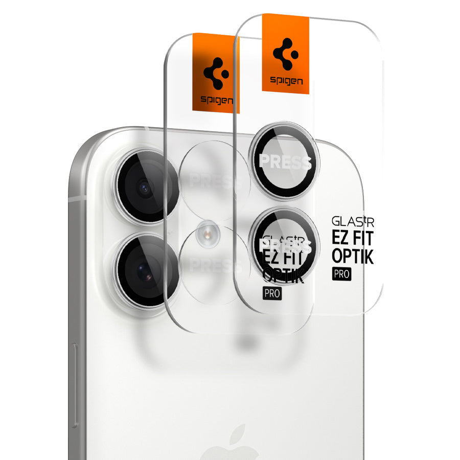 Glas für die Kamera Spigen Glas.tR EZ Fit Optik Pro 2-Pack für iPhone 17 / 16 Plus / 16, Schwarz-Silbern