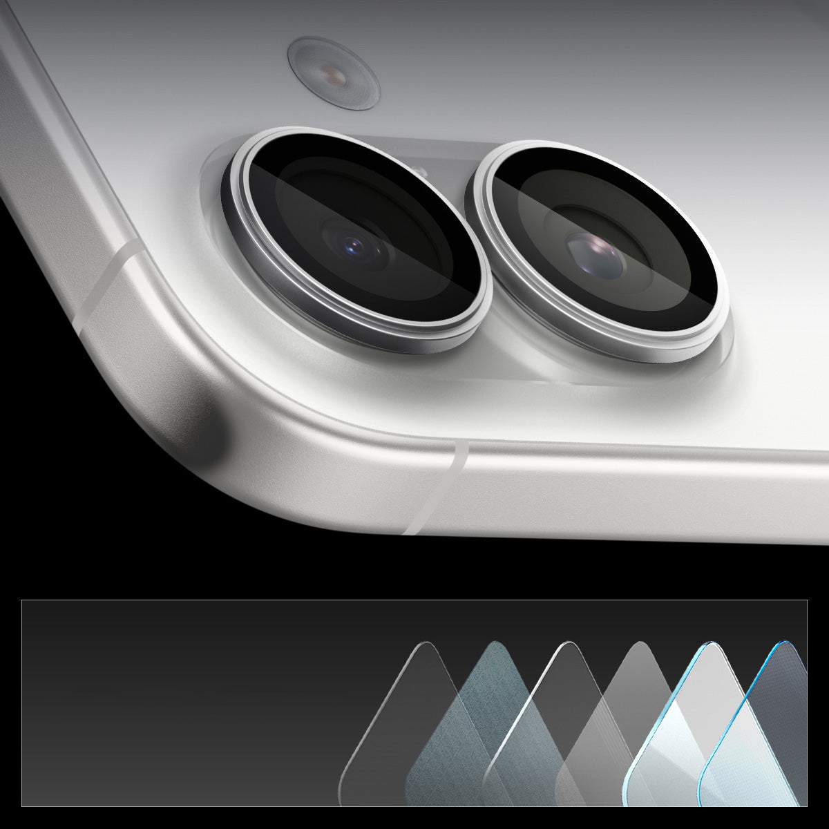 Glas für die Kamera Spigen Glas.tR EZ Fit Optik Pro 2-Pack für iPhone 17 / 16 Plus / 16, Schwarz-Silbern