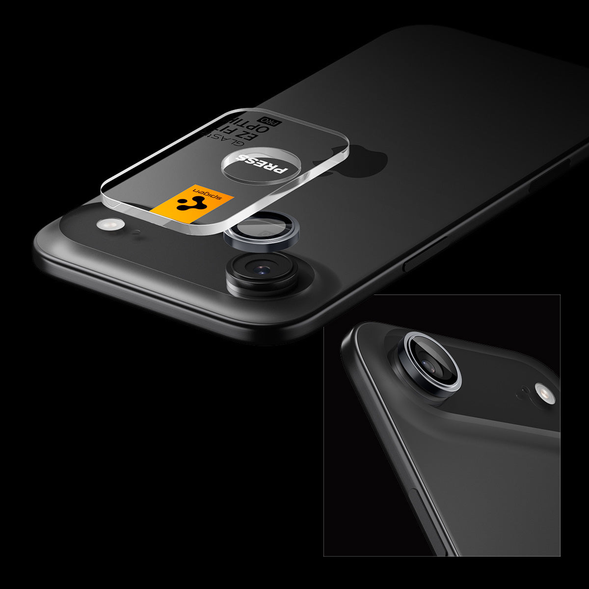 Glas für die Kamera für iPhone Air, Spigen Glas.tR EZ Fit Optik Pro 2-Pack, Schwarz-Grau