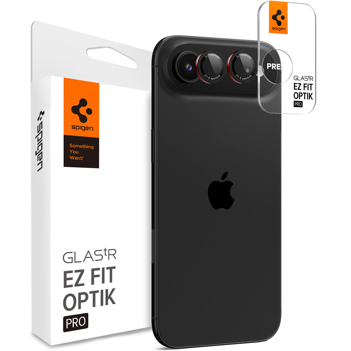 Glas für die Kamera für iPhone Air, Spigen Glas.tR EZ Fit Optik Pro 2-Pack, Schwarz-Rot (L-Series)