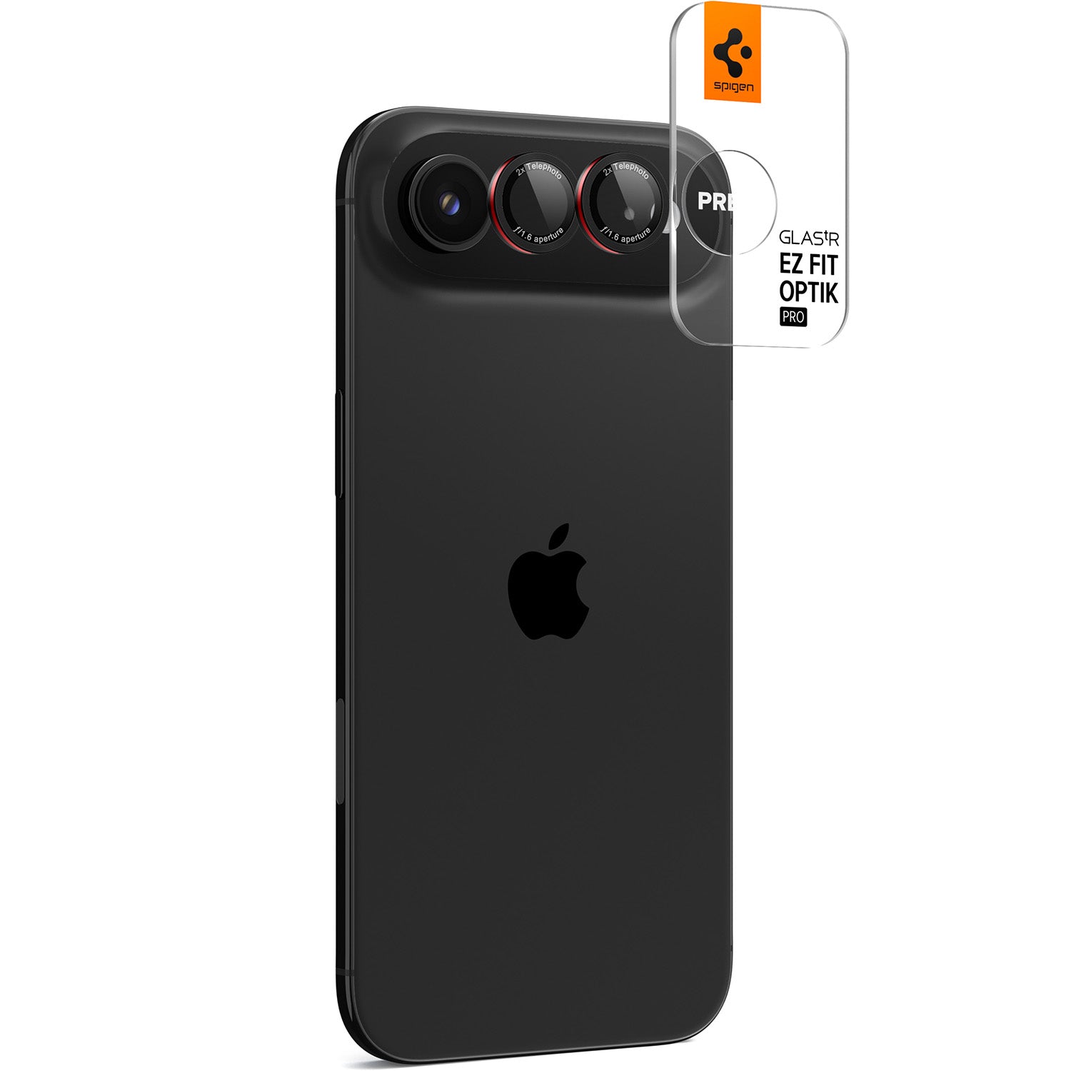 Glas für die Kamera für iPhone Air, Spigen Glas.tR EZ Fit Optik Pro 2-Pack, Schwarz-Rot (L-Series)