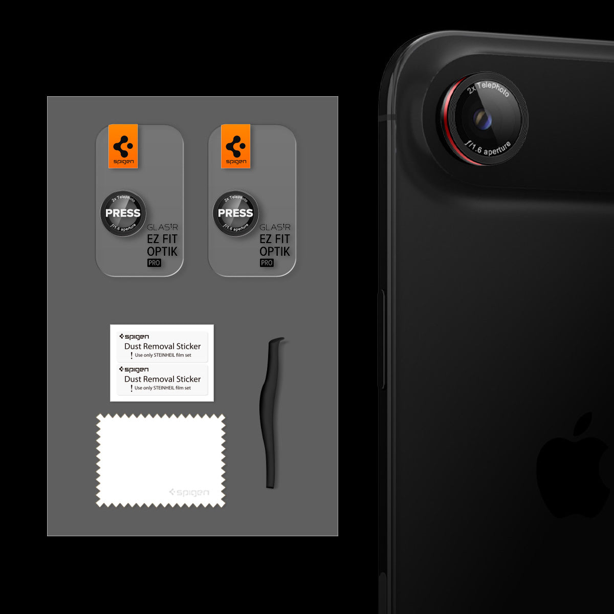 Glas für die Kamera für iPhone Air, Spigen Glas.tR EZ Fit Optik Pro 2-Pack, Schwarz-Rot (L-Series)