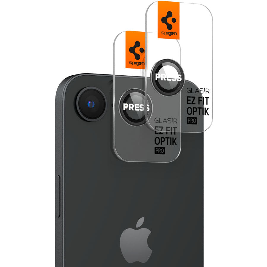 Glas für die Kamera für iPhone 16e, Spigen Glas.tR EZ Fit Optik Pro 2-Pack, Schwarz