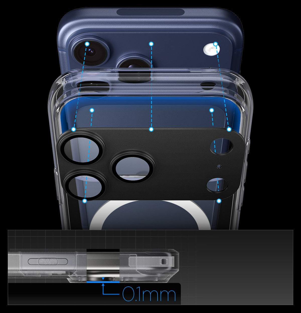 Glas für die Kamera für iPhone 17 Pro, Spigen Glas.tR Ez Fit Optik Pro XL 1-Pack, Schwarz