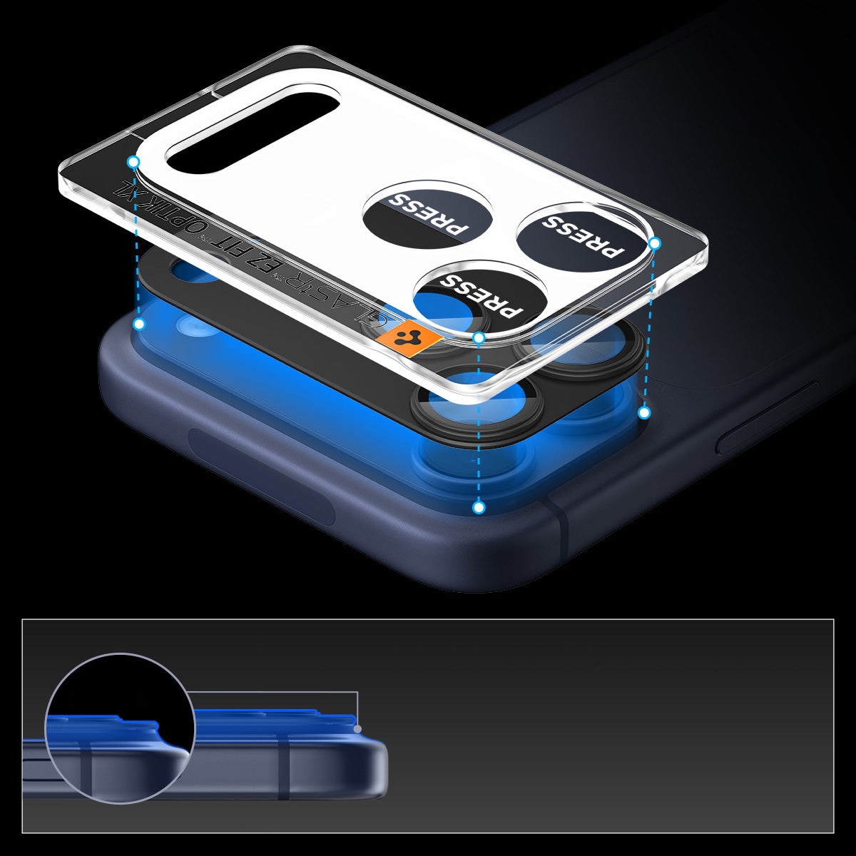 Glas für die Kamera für iPhone 17 Pro, Spigen Glas.tR Ez Fit Optik Pro XL 1-Pack, Schwarz