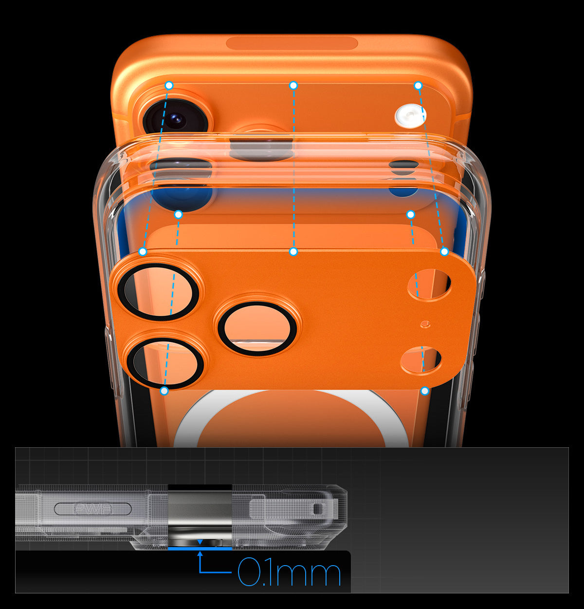 Glas für die Kamera für iPhone 17 Pro Max, Spigen Glas.tR Ez Fit Optik Pro XL 1-Pack, Orange
