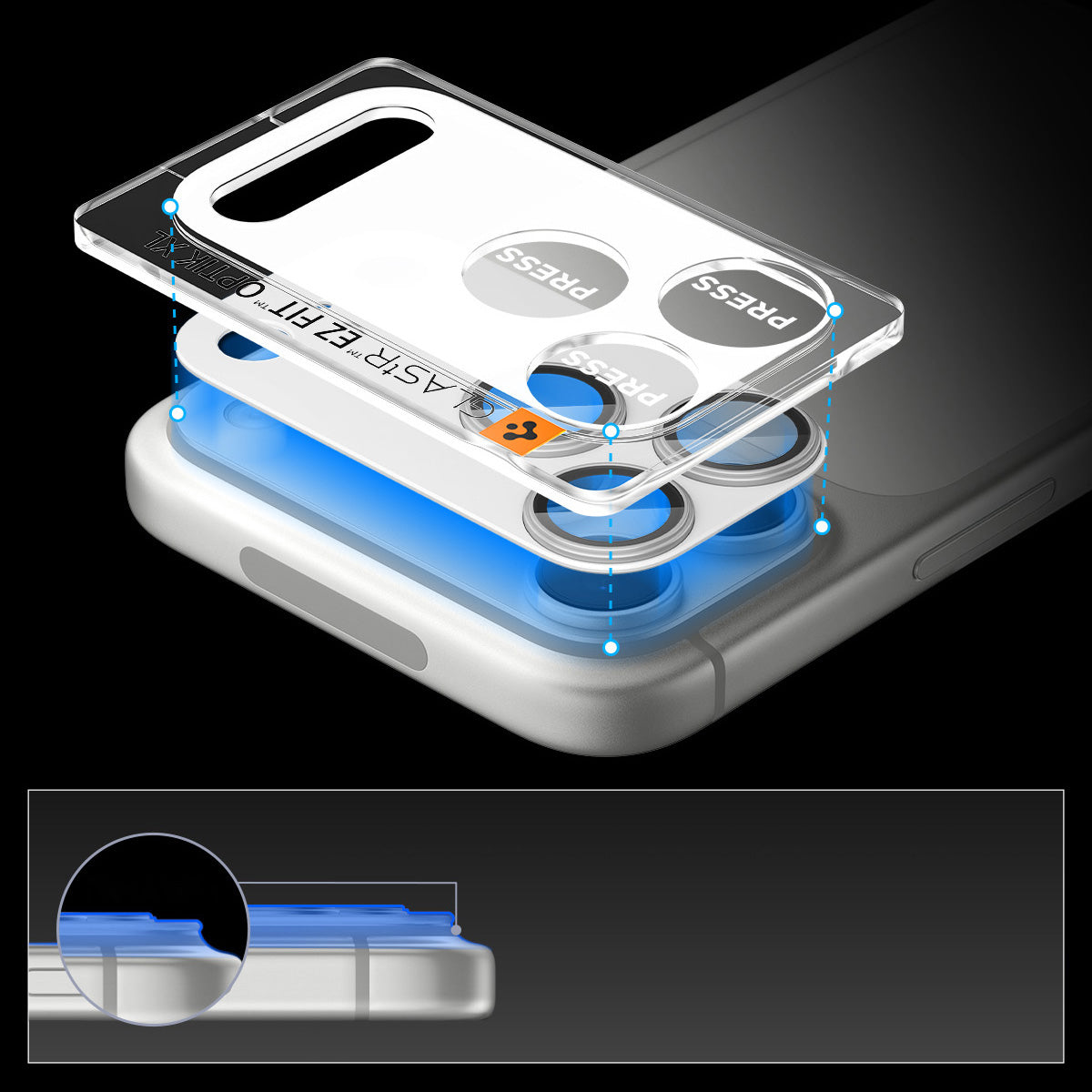 Glas für die Kamera für iPhone 17 Pro Max, Spigen Glas.tR Ez Fit Optik Pro XL 1-Pack, Silbern