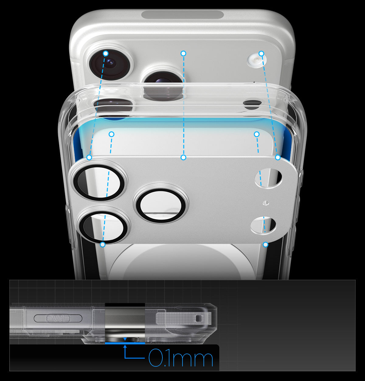 Glas für die Kamera für iPhone 17 Pro, Spigen Glas.tR Ez Fit Optik Pro XL 1-Pack, Silbern