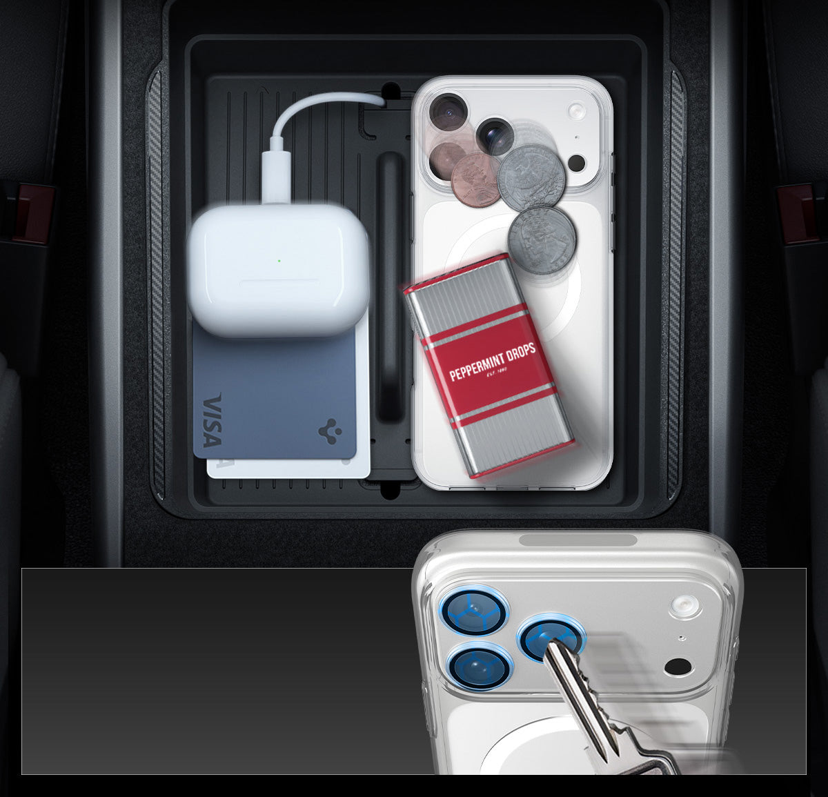 Glas für die Kamera für iPhone 17 Pro, Spigen Glas.tR Ez Fit Optik Pro XL 1-Pack, Silbern