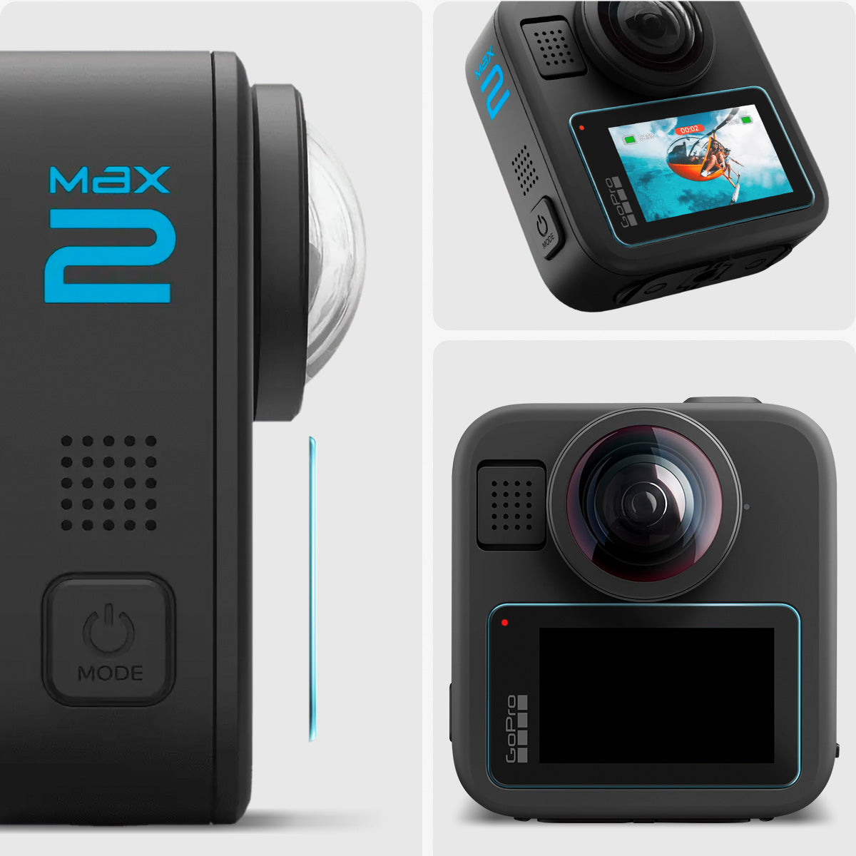 Gehärtetes Glas für GoPro MAX 2, Spigen Glas.tR Slim, 2 Stück