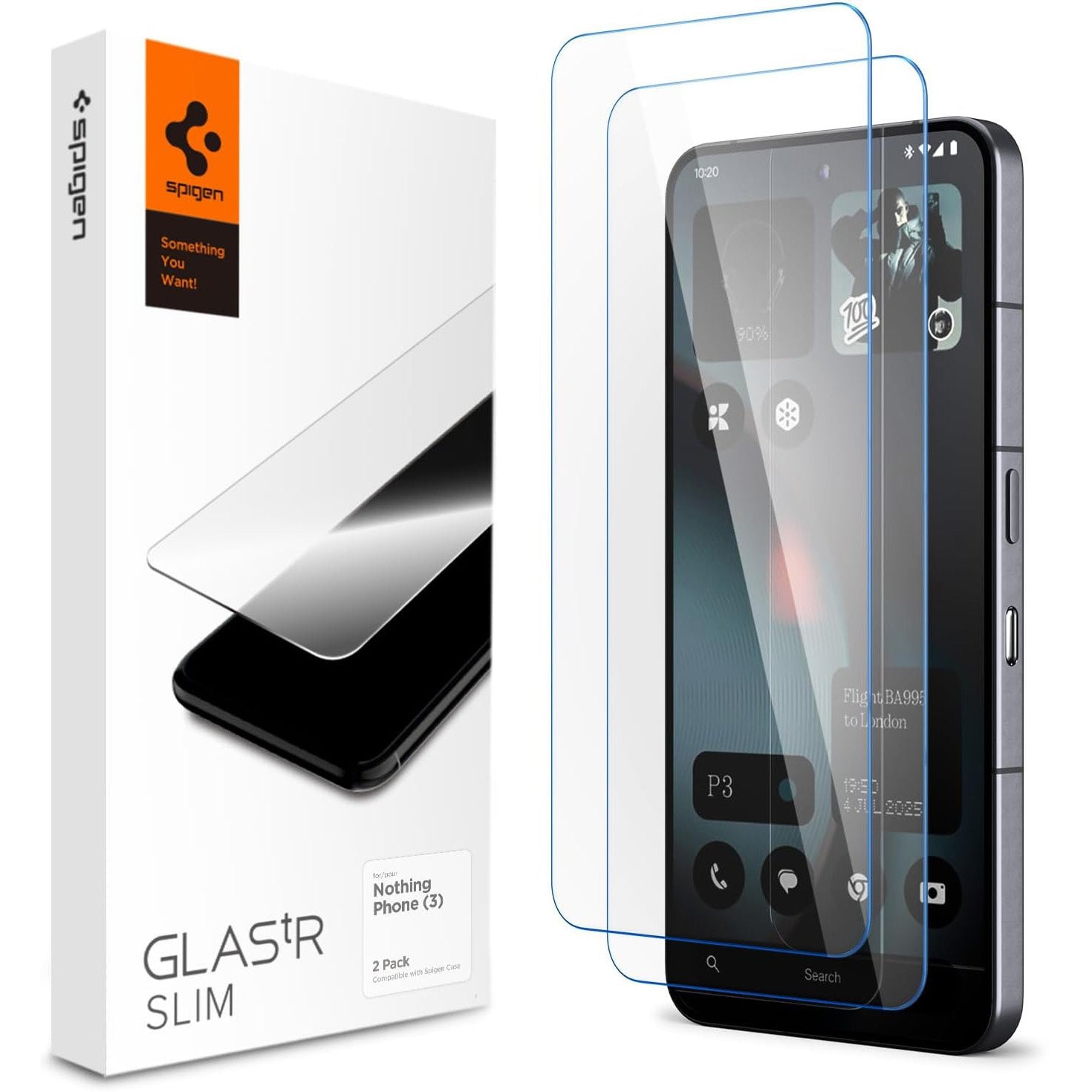Glas für die Handyhülle für Nothing Phone 3, Spigen Glas.tR Slim 2-Pack