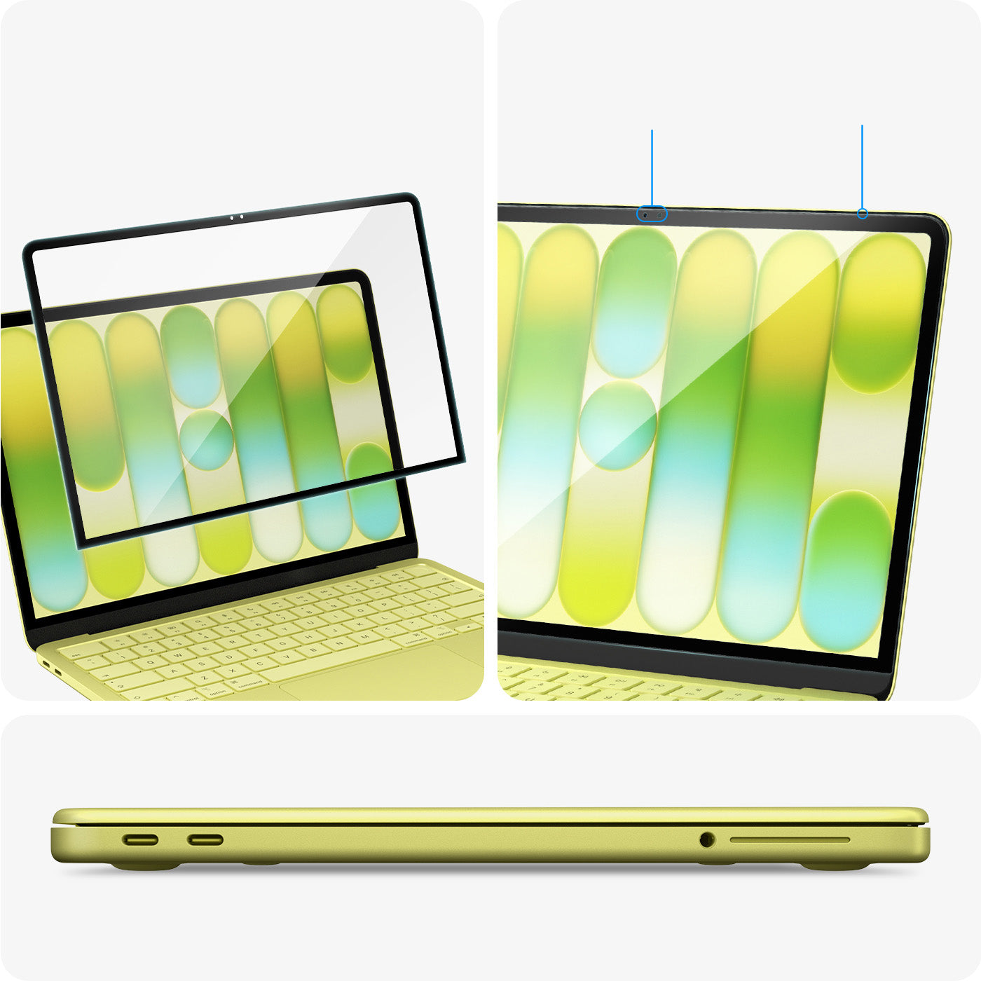 Gehärtetes Glas für MacBook Neo 13" A18 Pro 2026, Spigen Glas.tR Slim, schwarzer Rahmen