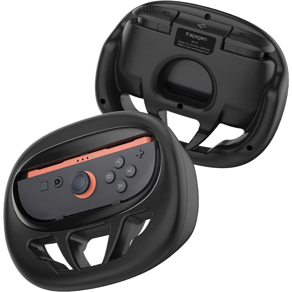 Lenkrad für Joy-Con 2 Controller, Spigen NS101 Steering Wheel, für Nintendo Switch 2, 2er-Set, Schwarz