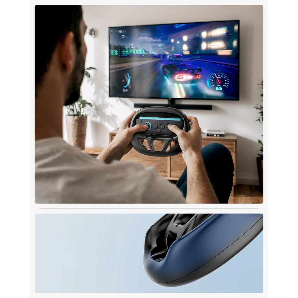 Lenkrad für Joy-Con 2 Controller, Spigen NS101 Steering Wheel, für Nintendo Switch 2, 2er-Set, Schwarz