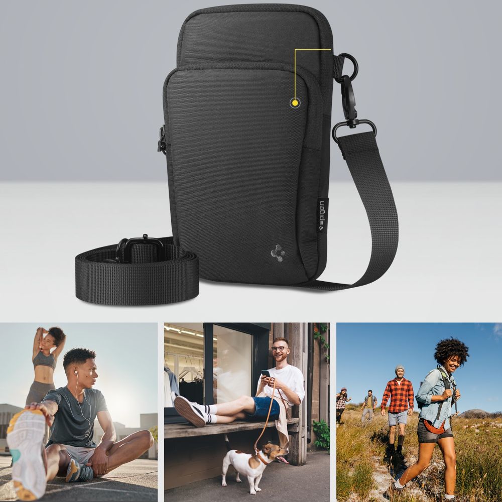 Handytasche, Umhängetasche, Spigen Universal Cross Bag Klasden, Schwarz