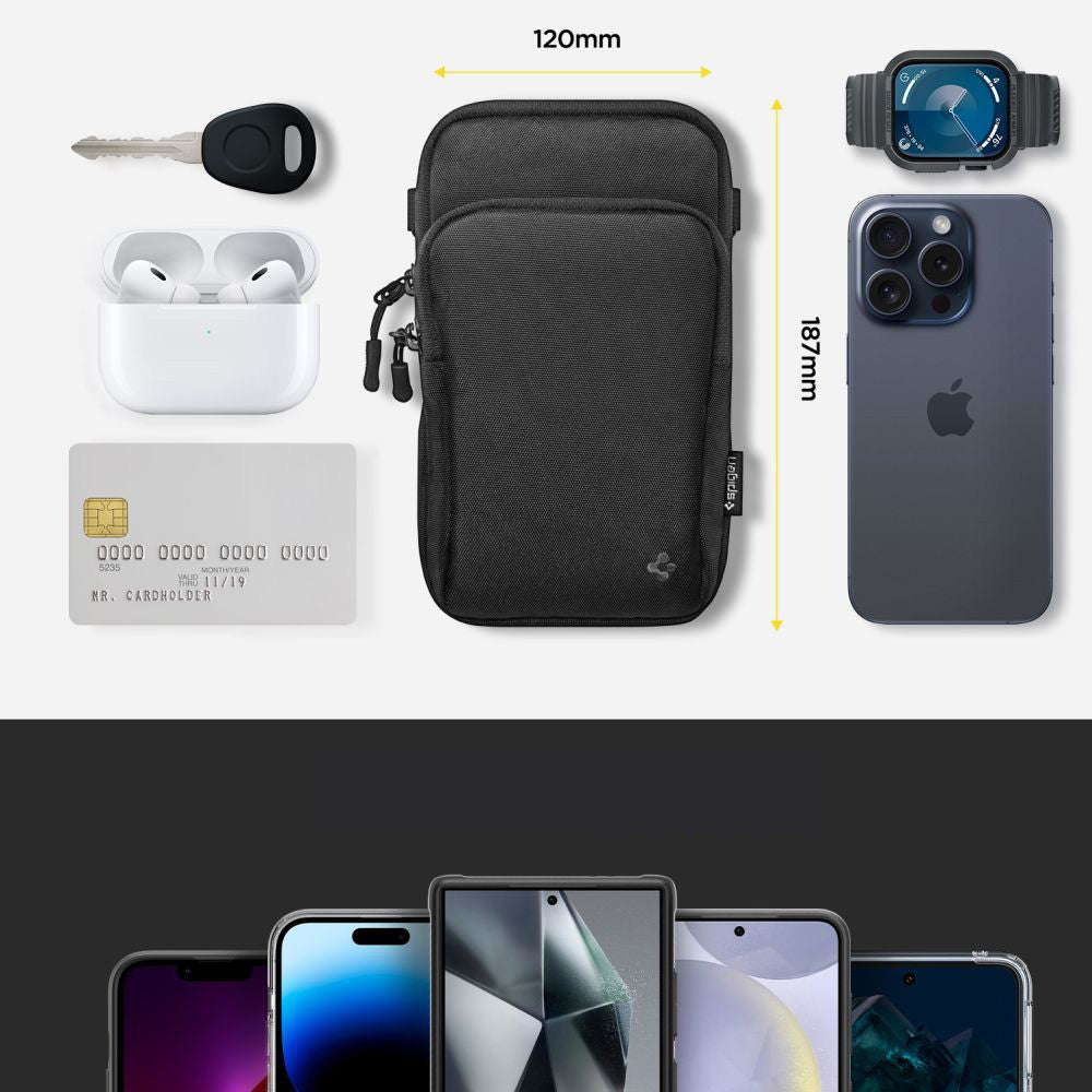 Handytasche, Umhängetasche, Spigen Universal Cross Bag Klasden, Schwarz