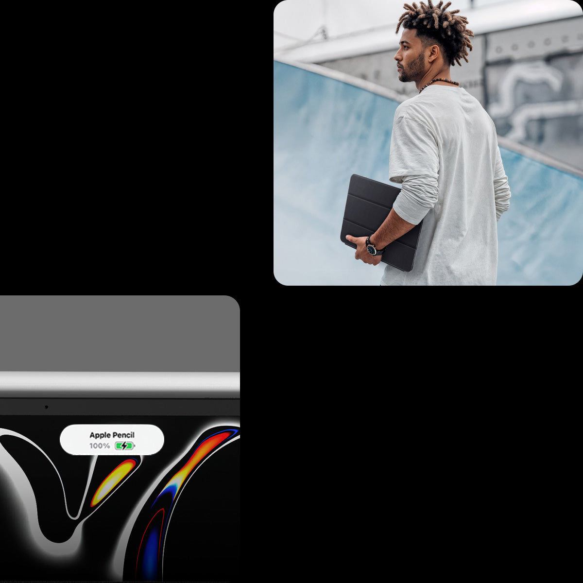 Schutzhülle für iPad Pro 13 2025/2024, Spigen Liquid Air Folio, Schwarz