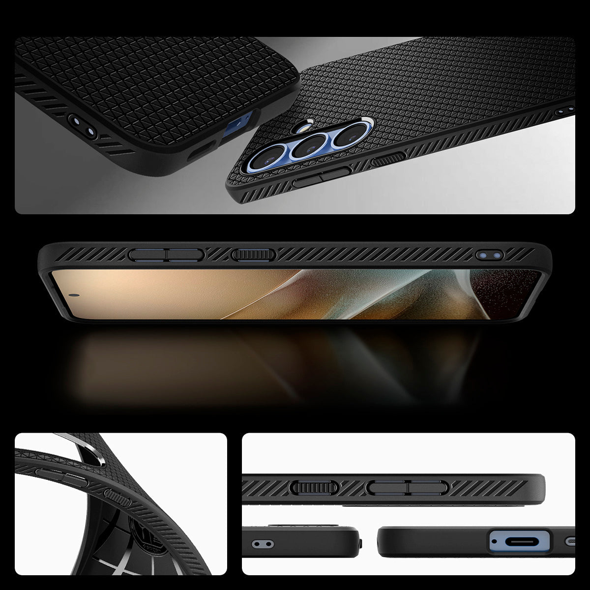 Handyhülle für Galaxy S25, Spigen Liquid Air, Schwarz