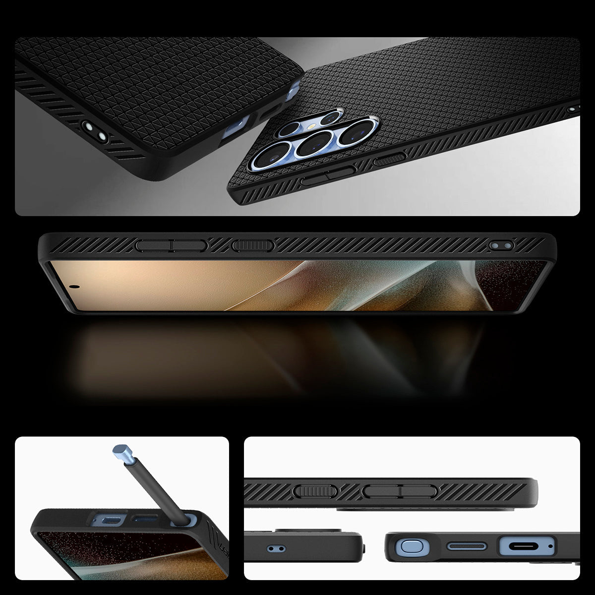 Handyhülle für Galaxy S25 Ultra, Spigen Liquid Air, Schwarz