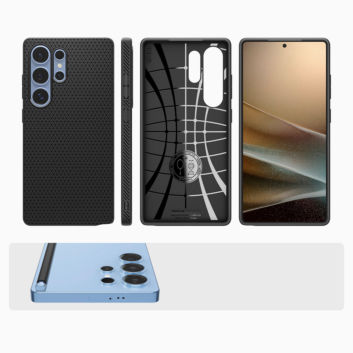 Handyhülle für Galaxy S25 Ultra, Spigen Liquid Air, Schwarz