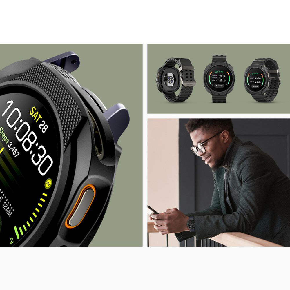 Hülle für Galaxy Watch 8 44 mm, Spigen Liquid Air, Schwarz