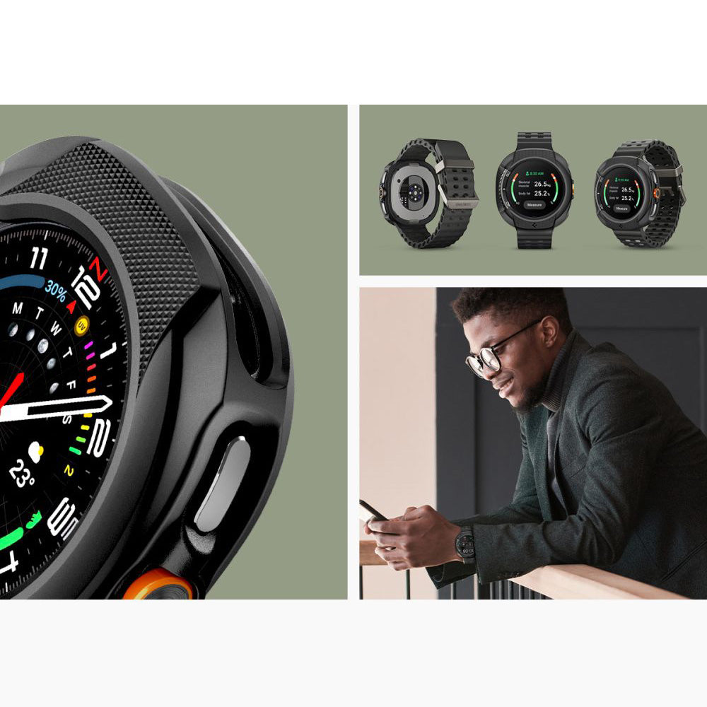 Hülle für Galaxy Watch 8 Classic 46 mm, Spigen Liquid Air, Schwarz