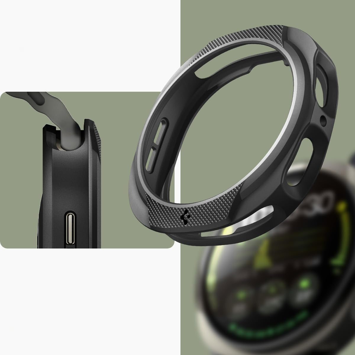 Hülle für Galaxy Watch 8 40 mm, Spigen Liquid Air, Schwarz