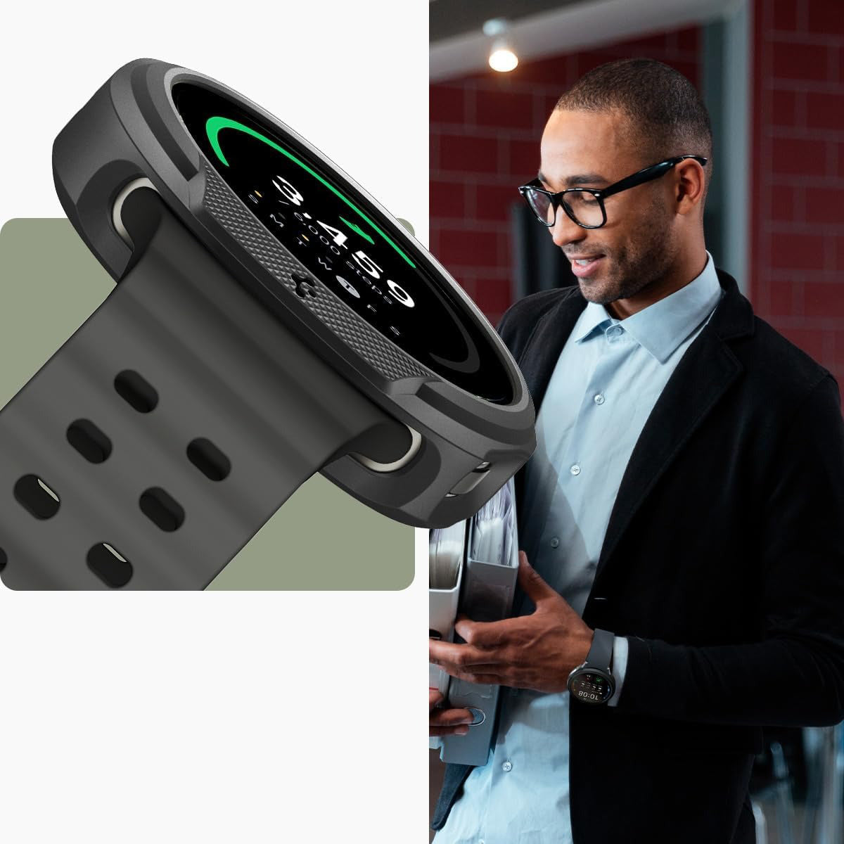 Hülle für Galaxy Watch 8 40 mm, Spigen Liquid Air, Schwarz