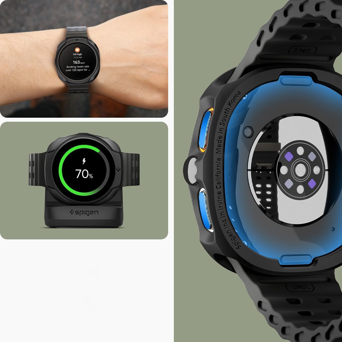 Hülle für Galaxy Watch 8 40 mm, Spigen Liquid Air, Schwarz