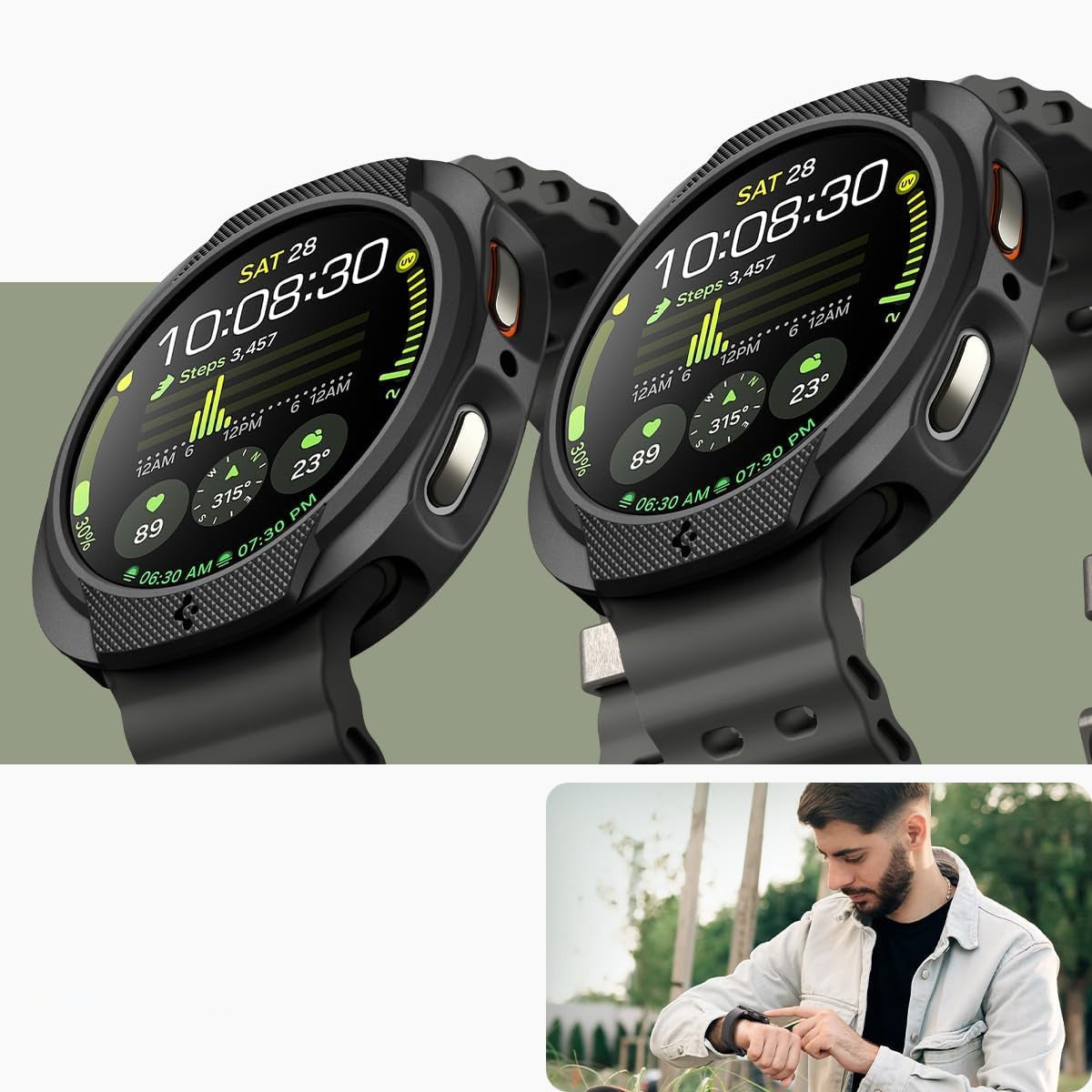 Hülle für Galaxy Watch 8 40 mm, Spigen Liquid Air, Schwarz