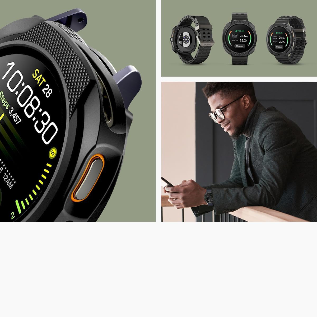 Hülle für Galaxy Watch 8 40 mm, Spigen Liquid Air, Schwarz