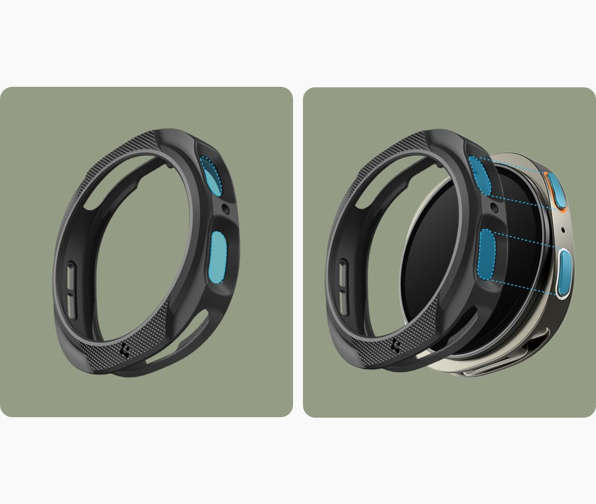 Hülle für Galaxy Watch 8 40 mm, Spigen Liquid Air, Schwarz