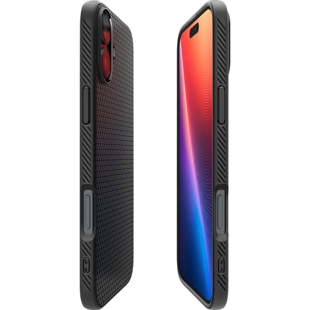 Handyhülle für iPhone 16, Spigen Liquid Air, Schwarz