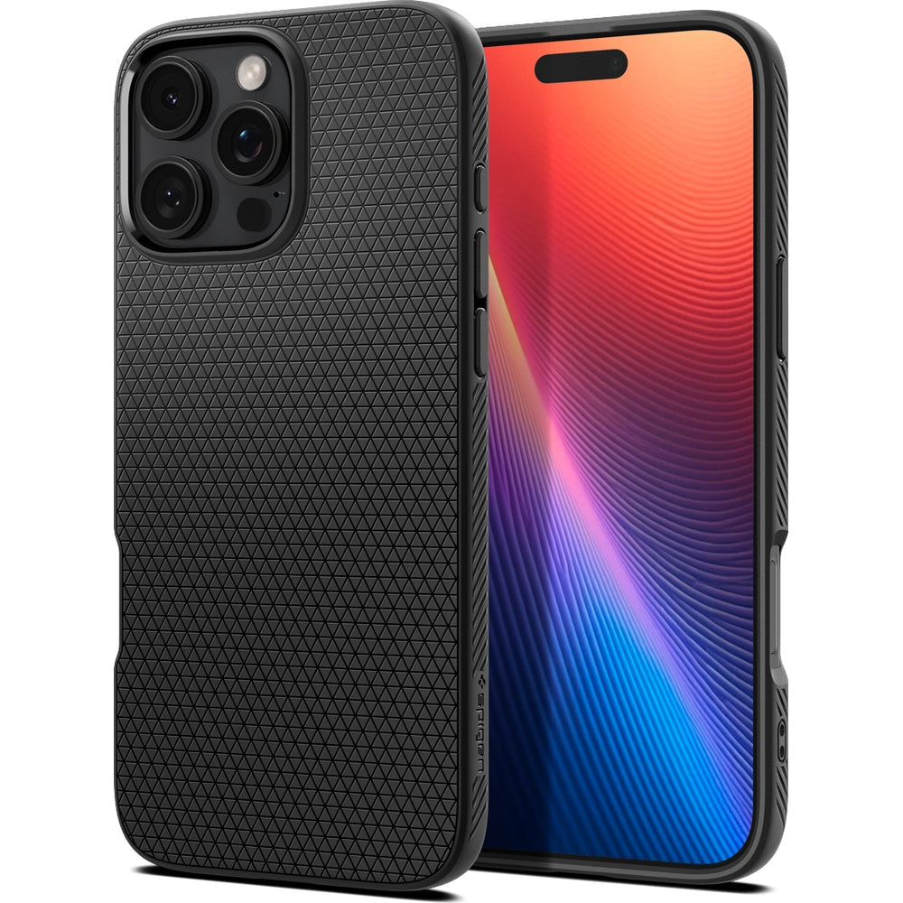 Handyhülle für iPhone 16 Pro, Spigen Liquid Air, Schwarz