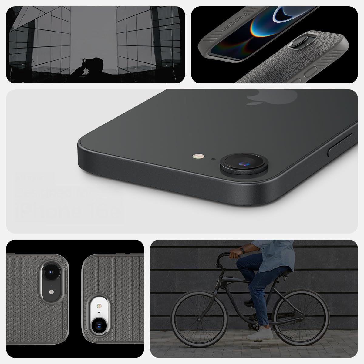 Handyhülle für iPhone 17e / 16e, Spigen Liquid Air, Grau