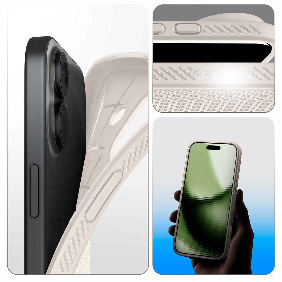 Handyhülle für iPhone 17, Spigen Liquid Air, Beige
