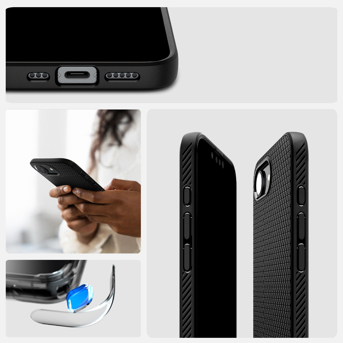 Handyhülle für iPhone 17e / 16e, Spigen Liquid Air, Schwarz