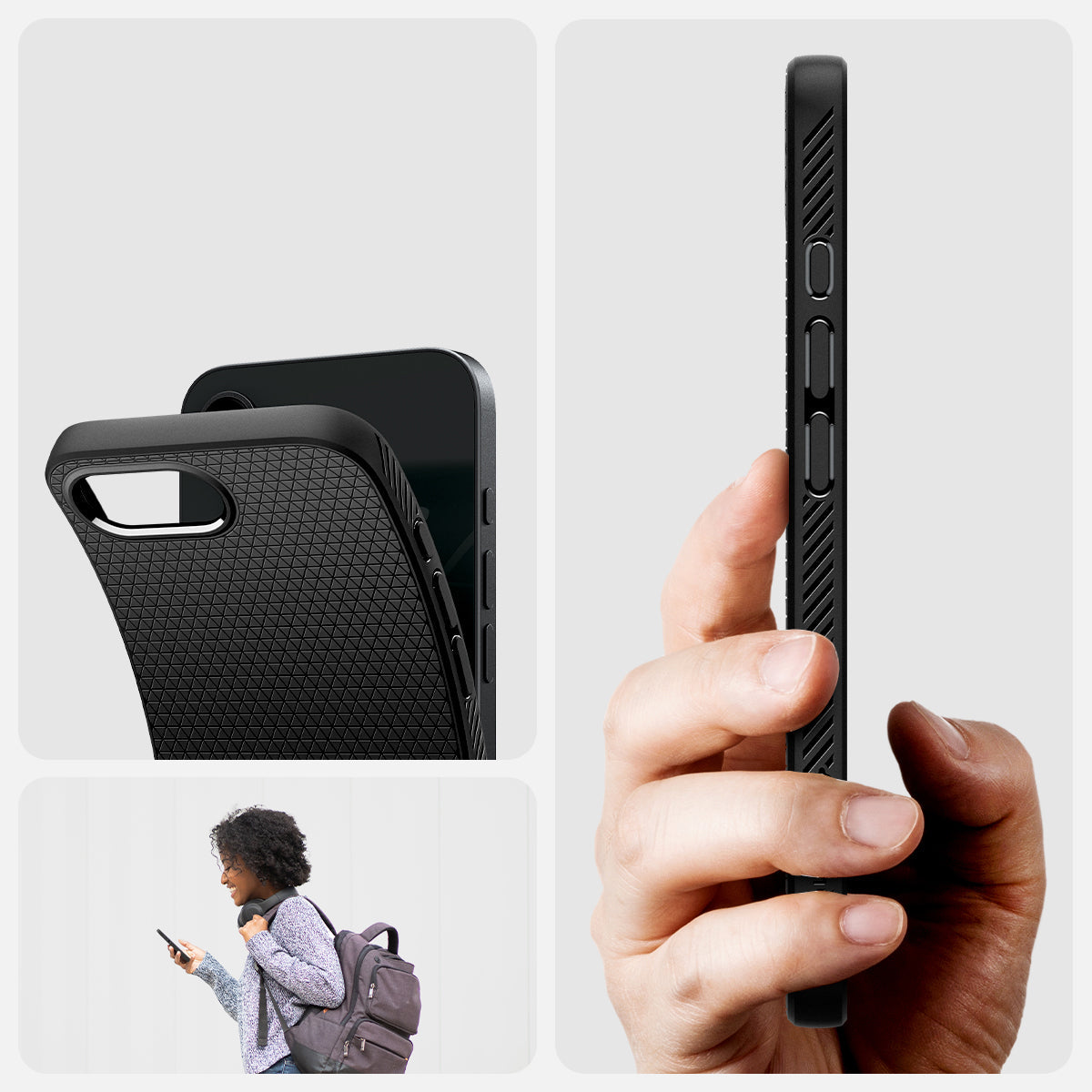 Handyhülle für iPhone 17e / 16e, Spigen Liquid Air, Schwarz