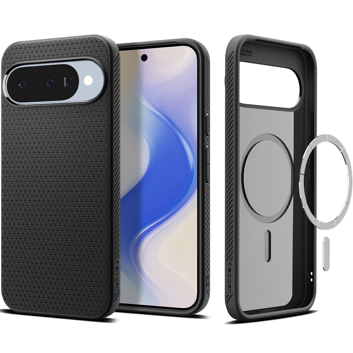 Handyhülle für Google Pixel 10 Pro / Pixel 10, Spigen Liquid Air Mag mit MagSafe, Schwarz
