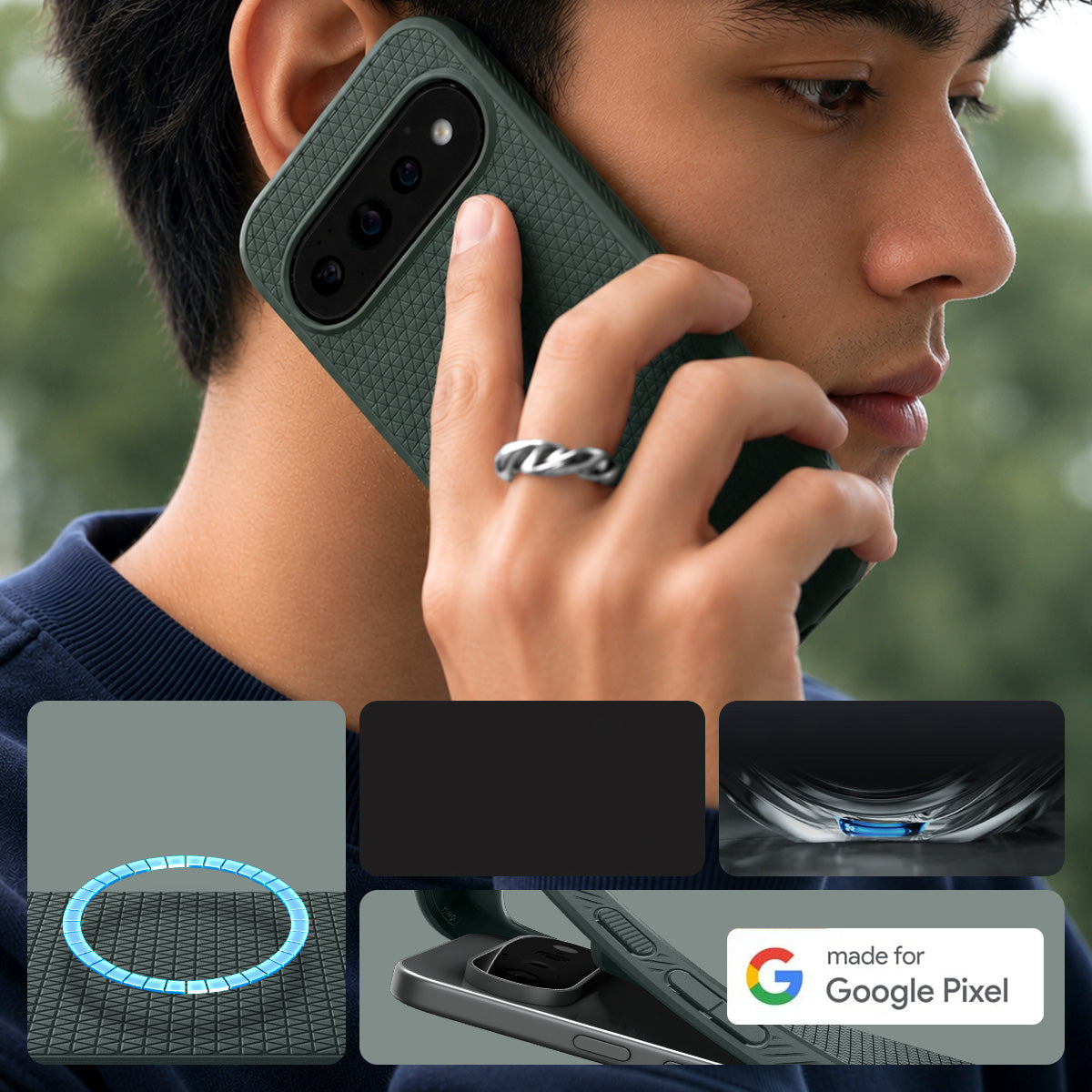 Handyhülle für Google Pixel 11 Pro XL, Spigen Liquid Air Mag mit MagSafe, Grün