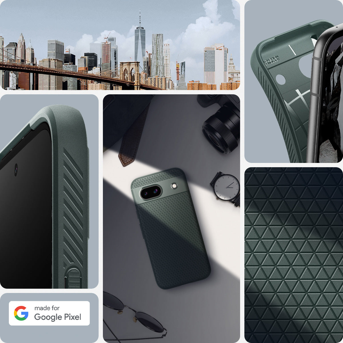 Schutzhülle für Google Pixel 8A, Spigen Liquid Air, Grün