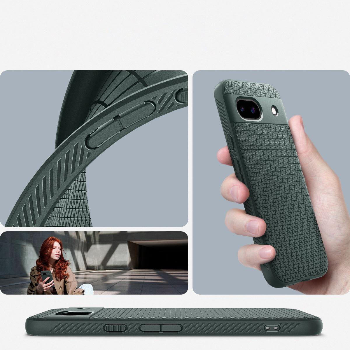 Schutzhülle für Google Pixel 8A, Spigen Liquid Air, Grün