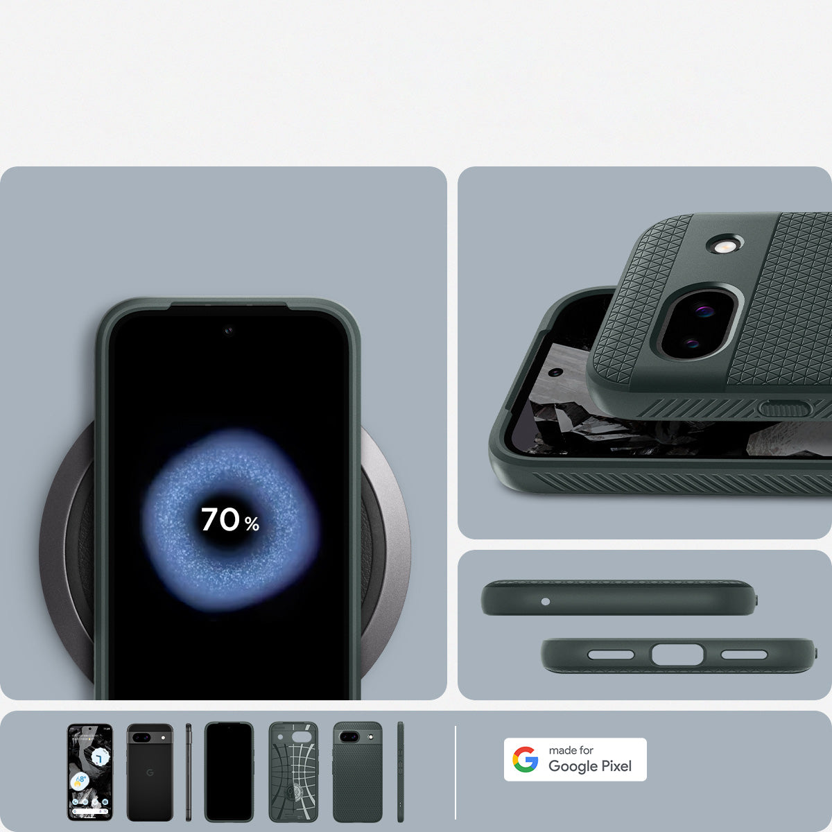 Schutzhülle für Google Pixel 8A, Spigen Liquid Air, Grün