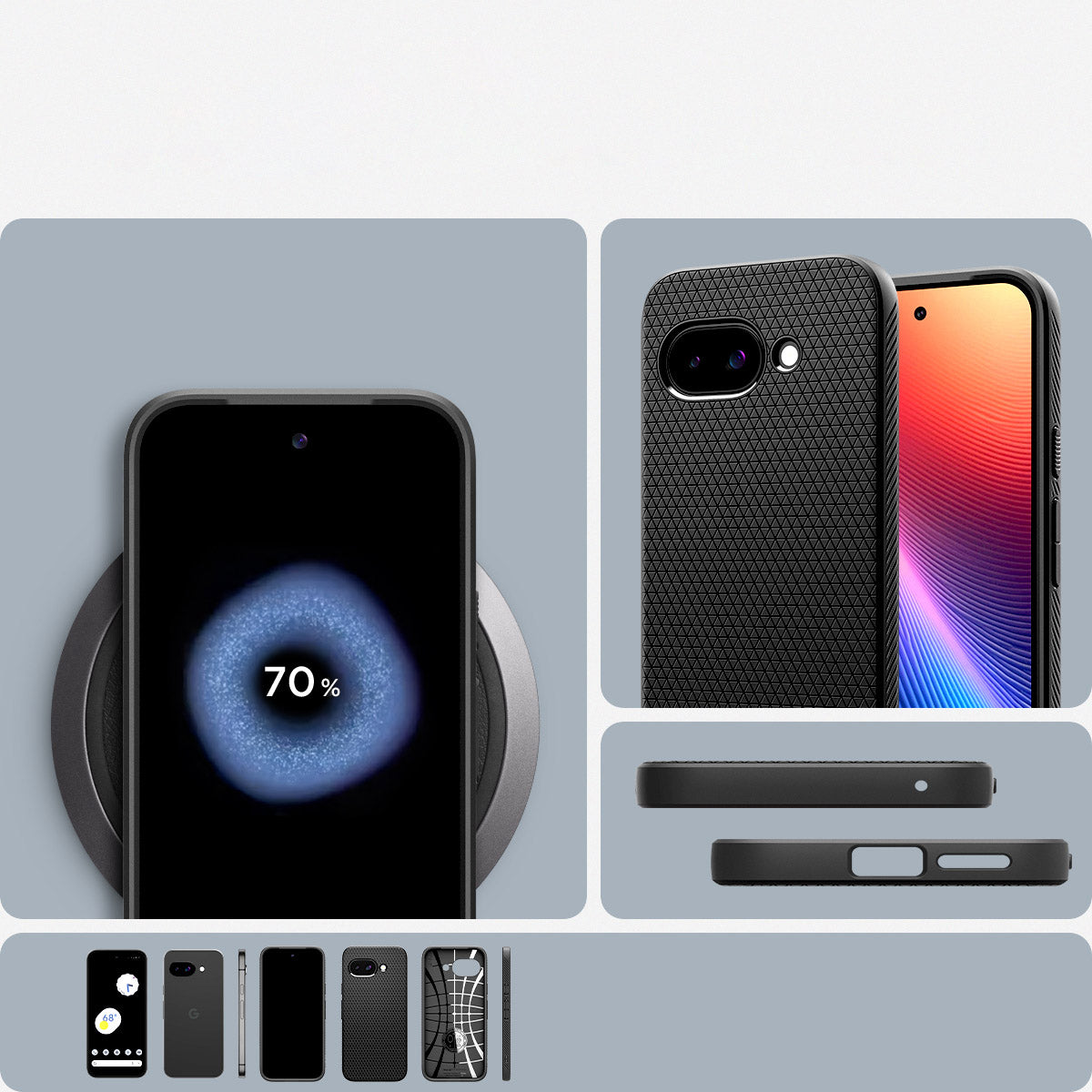 Handyhülle für Google Pixel 9a, Spigen Liquid Air, Schwarz