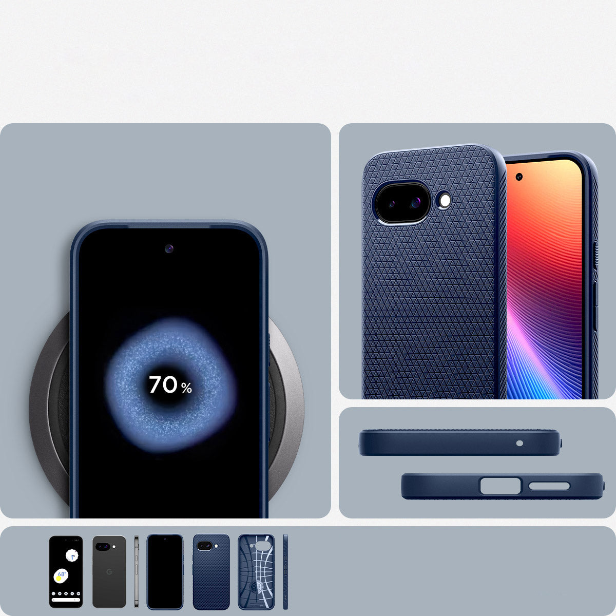 Handyhülle für Google Pixel 9a, Spigen Liquid Air, Dunkelblau