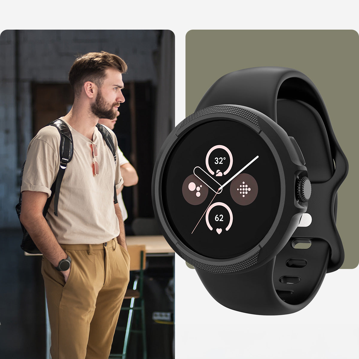 Hülle für Pixel Watch 3 (45 mm), Spigen Liquid Air, Schwarz