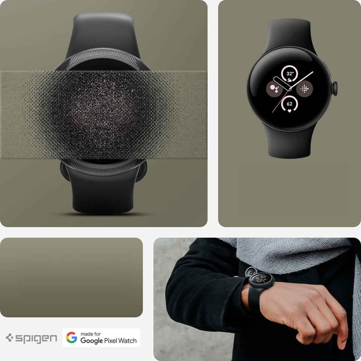 Hülle für Pixel Watch 3 (45 mm), Spigen Liquid Air, Schwarz
