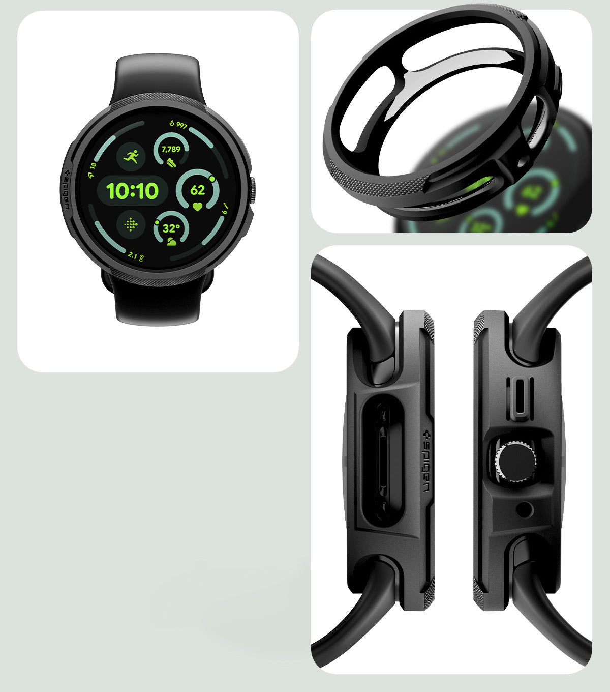 Hülle für Pixel Watch 4 41 mm, Spigen Liquid Air, Schwarz