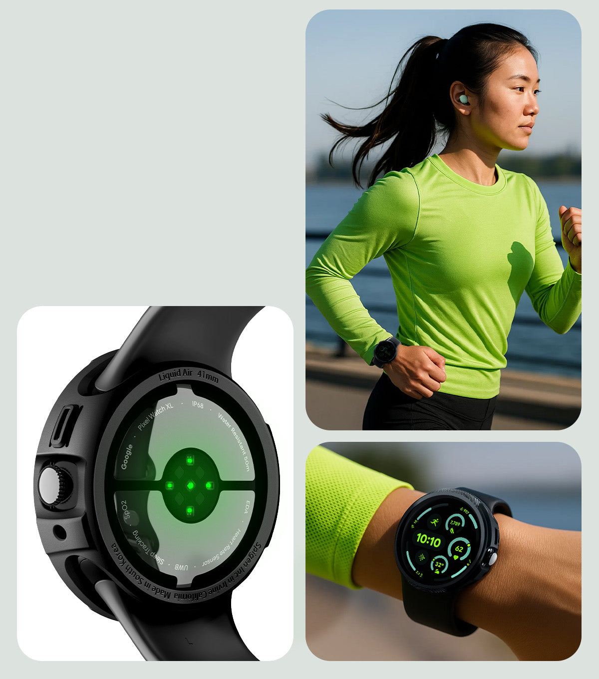 Hülle für Pixel Watch 4 41 mm, Spigen Liquid Air, Schwarz
